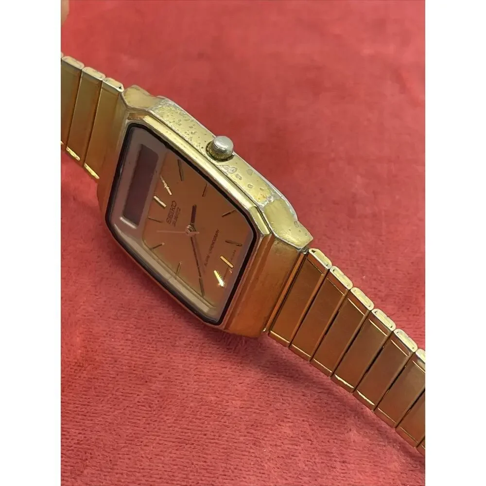 Vintage 1980s Seiko H357-5009 LCD Digital Watch 7” Running Ana Digi Dead Battery